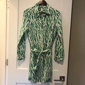 Diane von Furstenberg green shirt dress